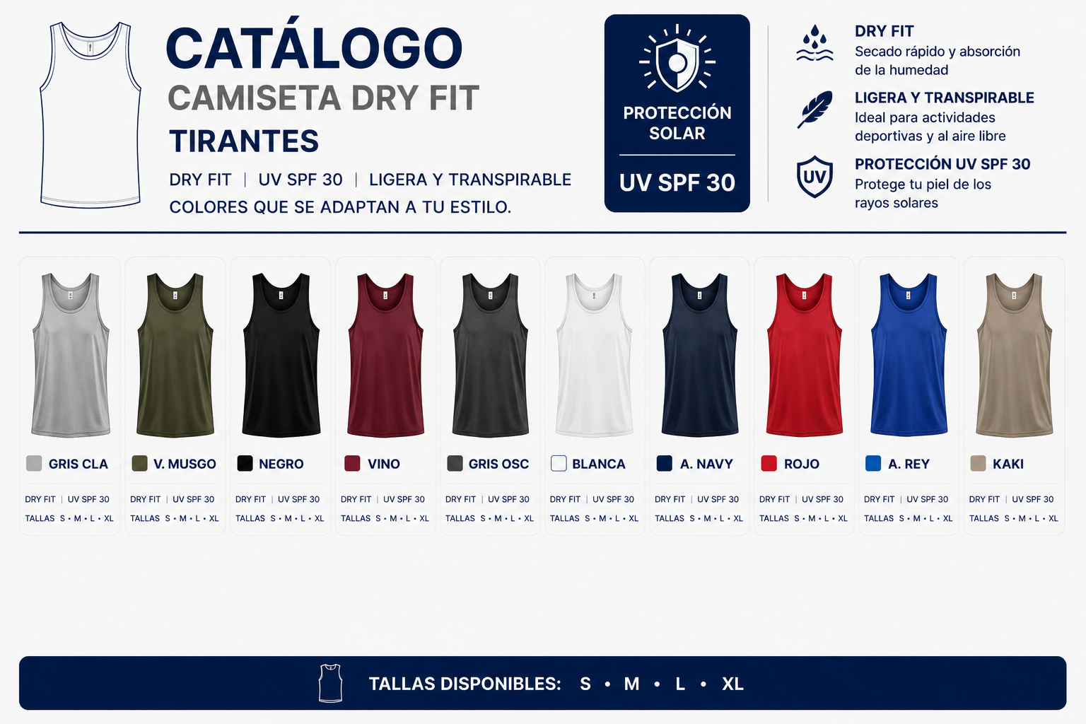 Catálogo de camiseta dry fit de tirantes