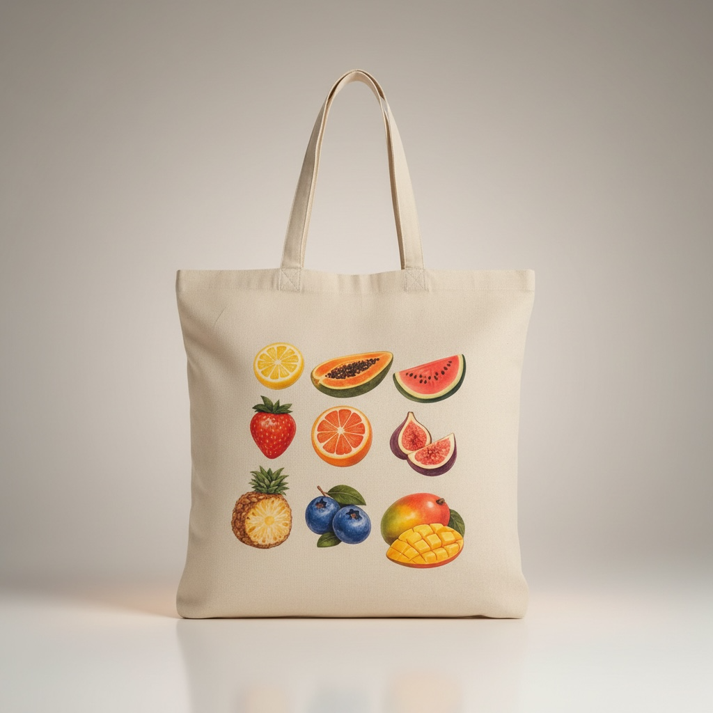 Tote bag personalizado con diseño de frutas