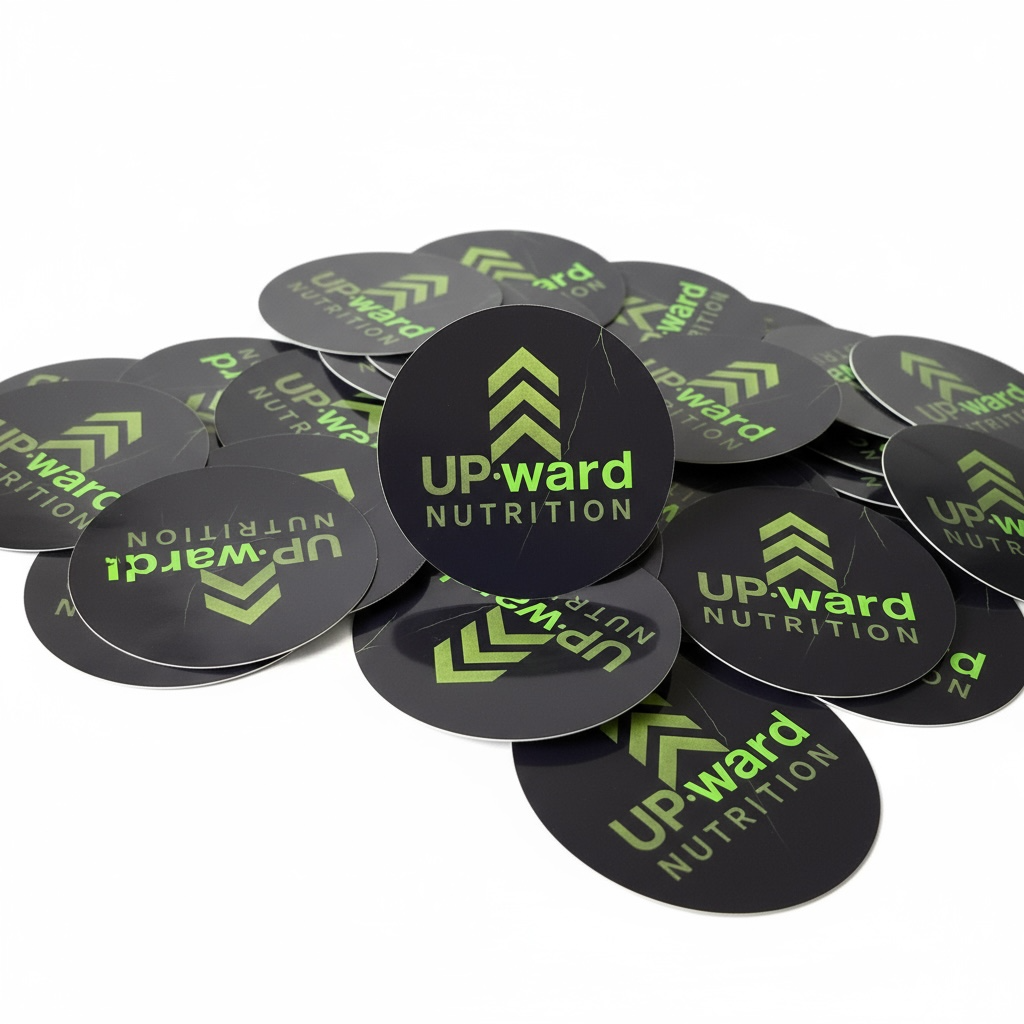 Stickers circulares Upward Nutrition verde y negro