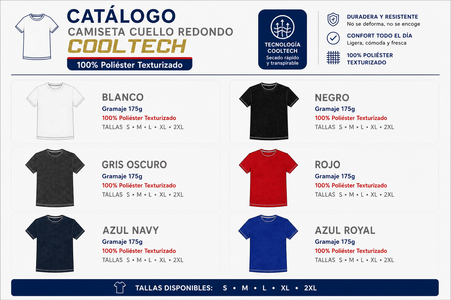 Catálogo de camiseta cuello redondo Cooltech