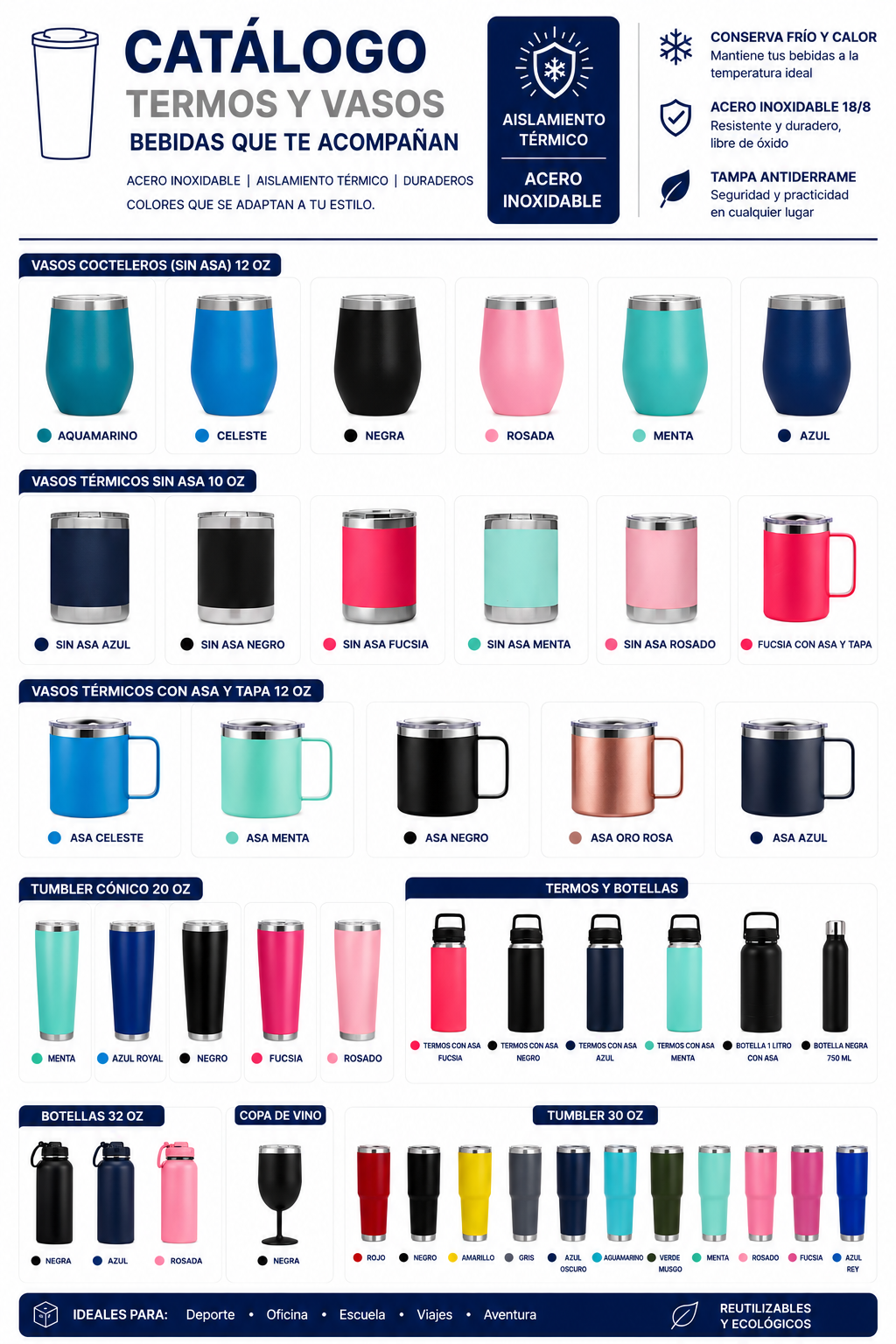 Catálogo de termos, vasos térmicos y botellas