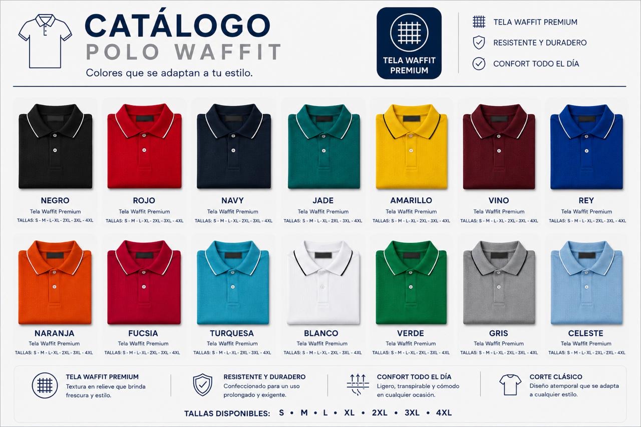 Catálogo de polo waffit con variedad de colores